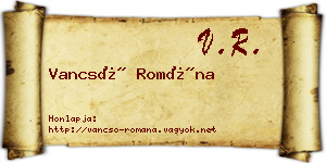 Vancsó Romána névjegykártya